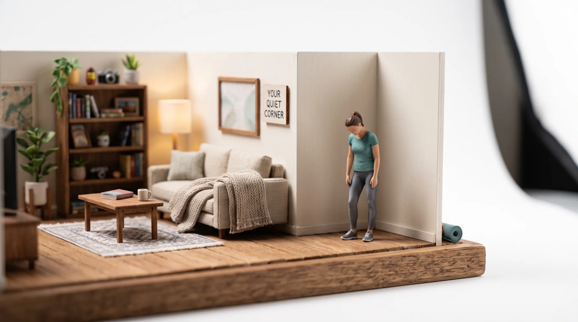 Miniature model of an apartment with no gym equipment at all